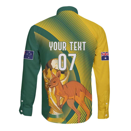 Australia Socceroos WC2026 Custom Long Sleeve Button Shirt Golden Champions - Aussie Hoodie