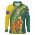 Australia Socceroos WC2026 Custom Long Sleeve Polo Shirt Golden Champions - Aussie Hoodie