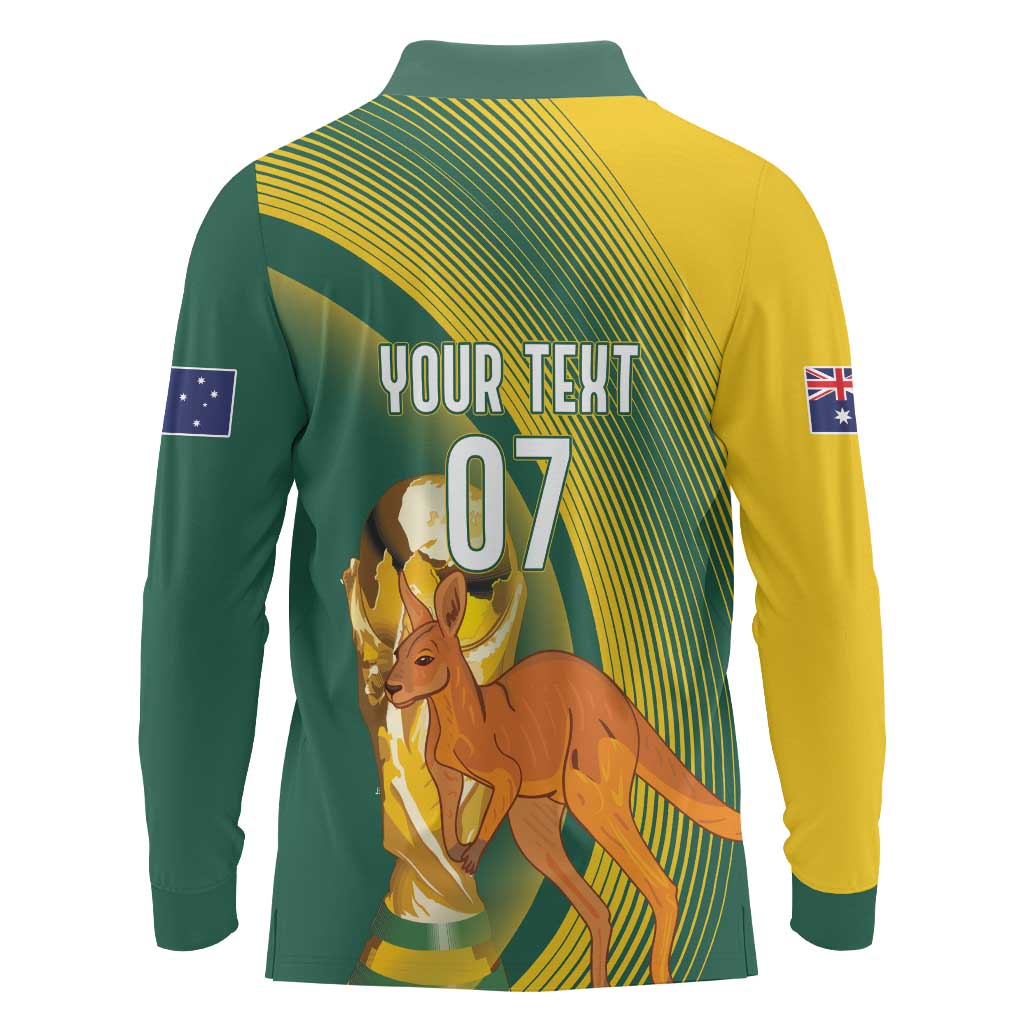 Australia Socceroos WC2026 Custom Long Sleeve Polo Shirt Golden Champions - Aussie Hoodie