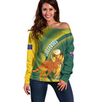 Australia Socceroos WC2026 Custom Off Shoulder Sweater Golden Champions - Aussie Hoodie