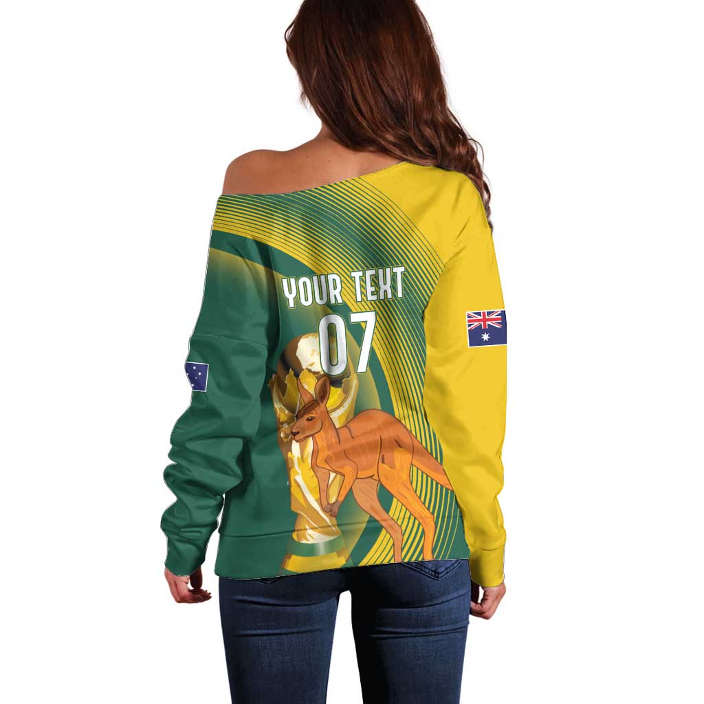 Australia Socceroos WC2026 Custom Off Shoulder Sweater Golden Champions - Aussie Hoodie