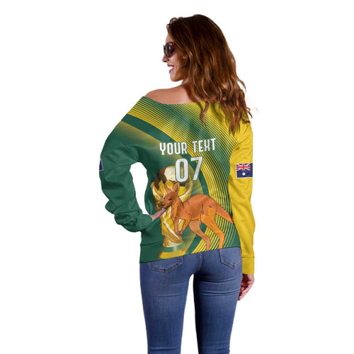 Australia Socceroos WC2026 Custom Off Shoulder Sweater Golden Champions - Aussie Hoodie