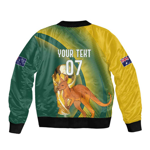 Australia Socceroos WC2026 Custom Sleeve Zip Bomber Jacket Golden Champions - Aussie Hoodie