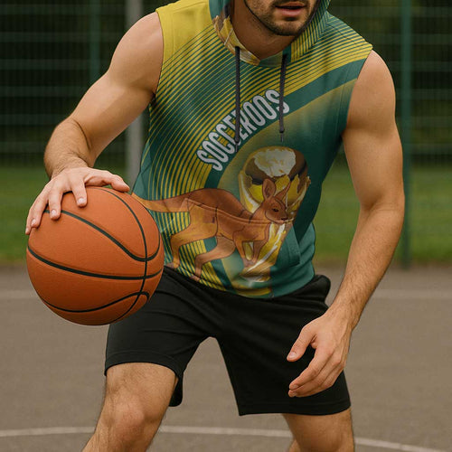Australia Socceroos WC2026 Custom Sleeveless Hoodie Golden Champions - Aussie Hoodie