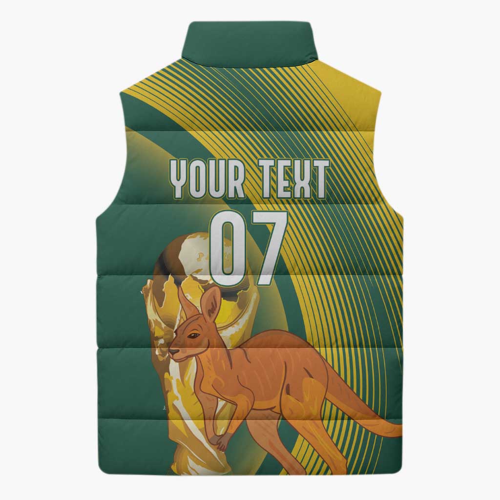 Australia Socceroos WC2026 Custom Sleeveless Puffer Jacket Golden Champions - Aussie Hoodie