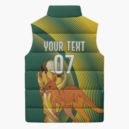 Australia Socceroos WC2026 Custom Sleeveless Puffer Jacket Golden Champions - Aussie Hoodie