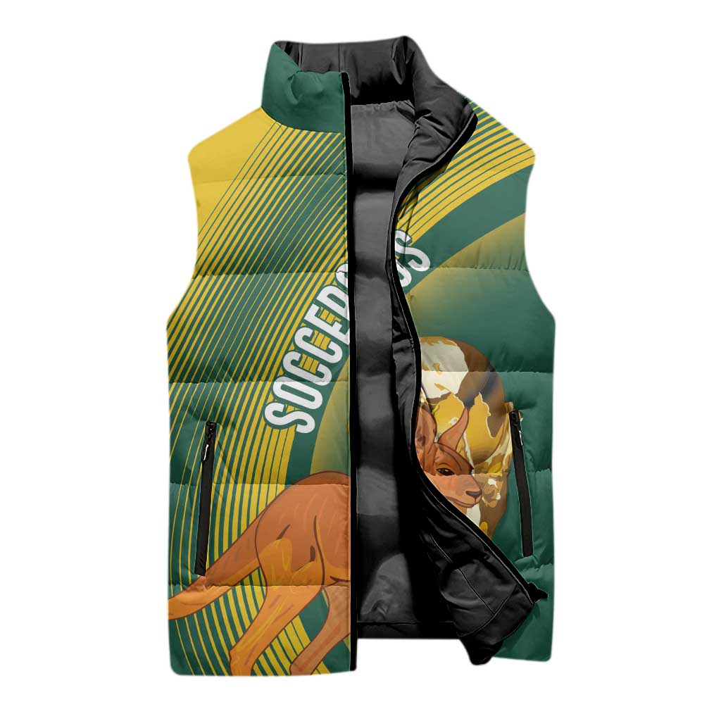 Australia Socceroos WC2026 Custom Sleeveless Puffer Jacket Golden Champions - Aussie Hoodie