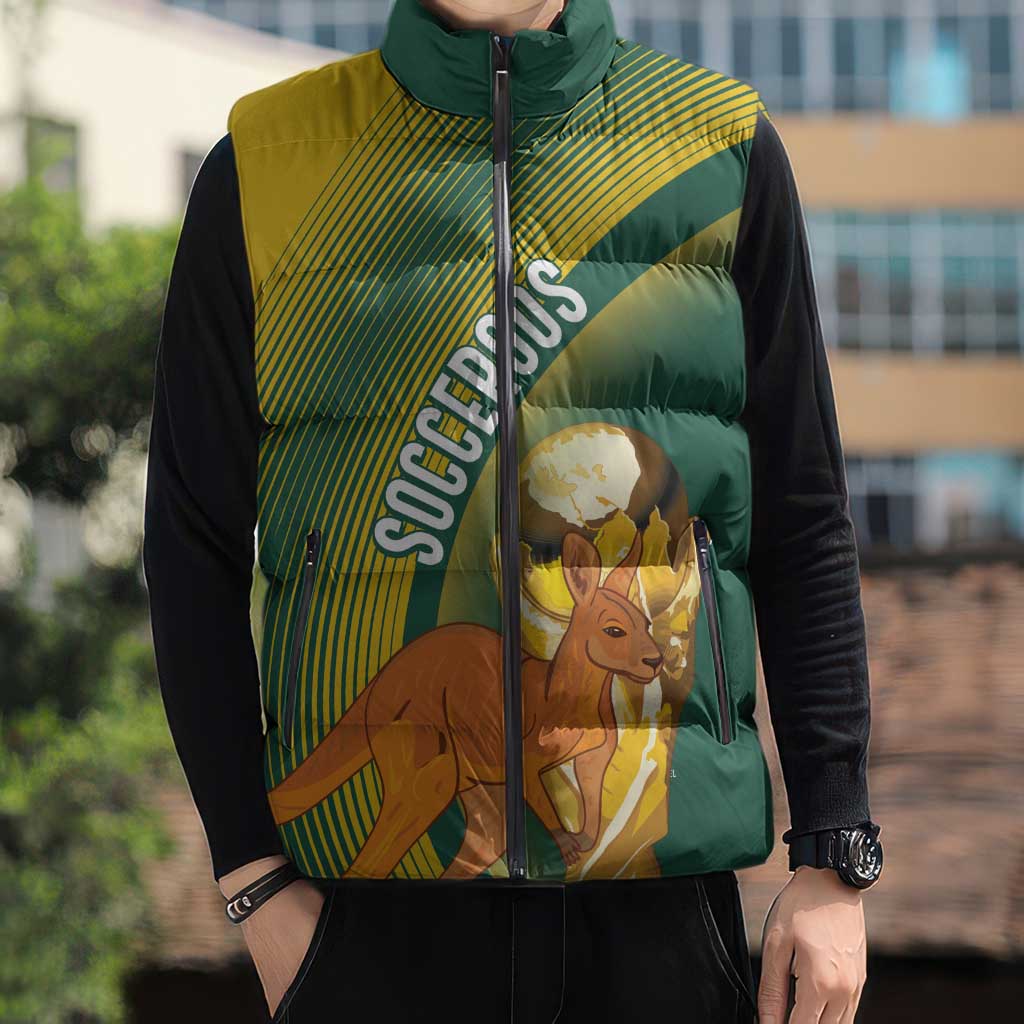 Australia Socceroos WC2026 Custom Sleeveless Puffer Jacket Golden Champions - Aussie Hoodie