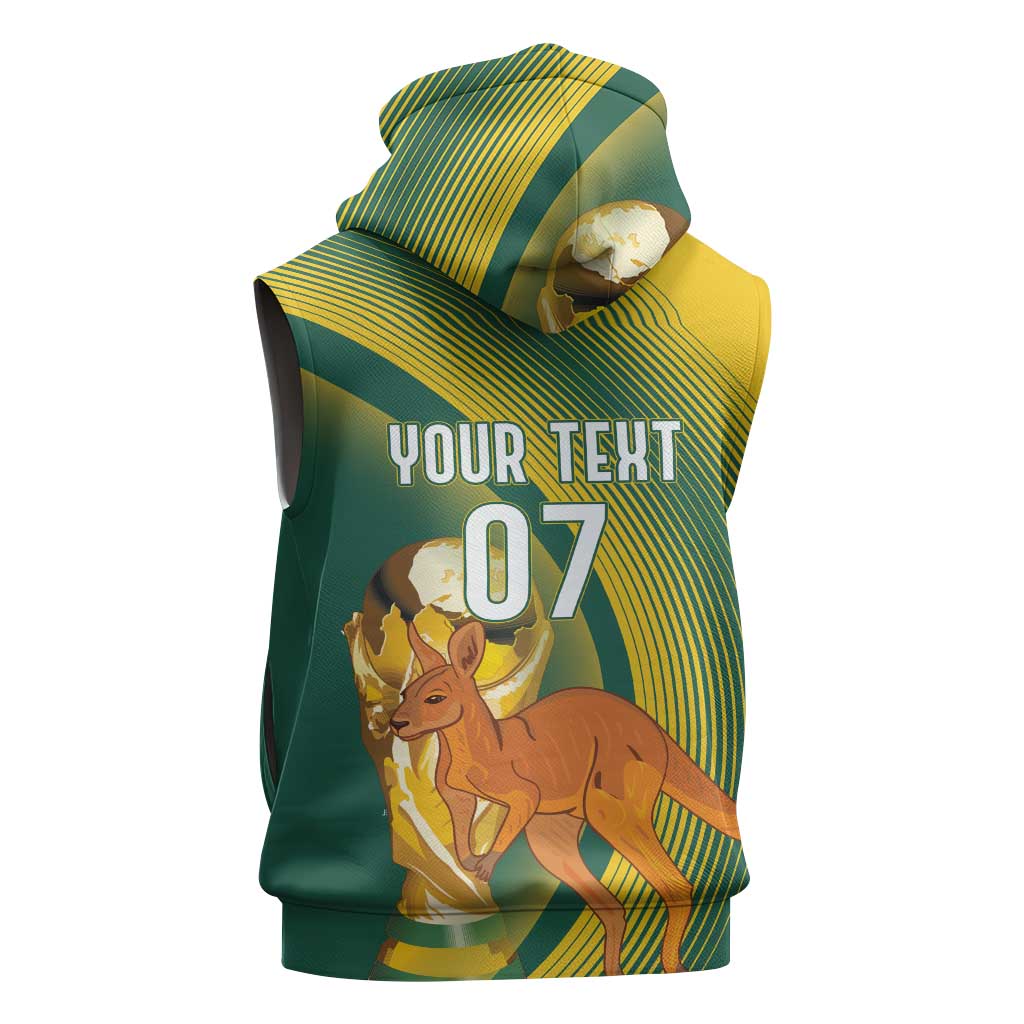 Australia Socceroos WC2026 Custom Sleeveless Zip Hoodie Golden Champions - Aussie Hoodie