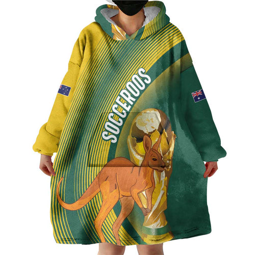Australia Socceroos WC2026 Custom Wearable Blanket Hoodie Golden Champions - Aussie Hoodie