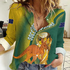 Australia Socceroos WC2026 Custom Women Casual Shirt Golden Champions - Aussie Hoodie