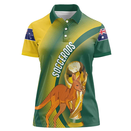 Australia Socceroos WC2026 Custom Women Polo Shirt Golden Champions - Aussie Hoodie