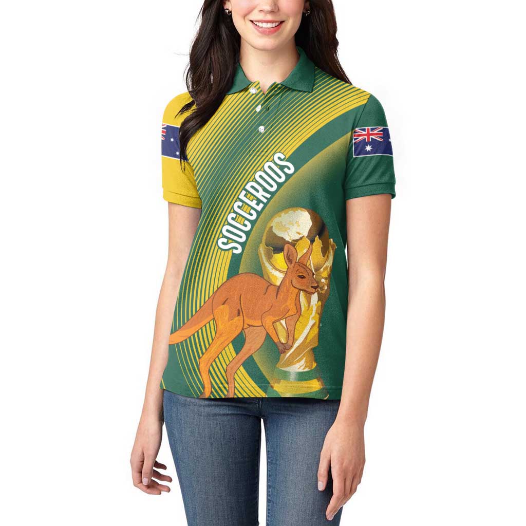 Australia Socceroos WC2026 Custom Women Polo Shirt Golden Champions - Aussie Hoodie