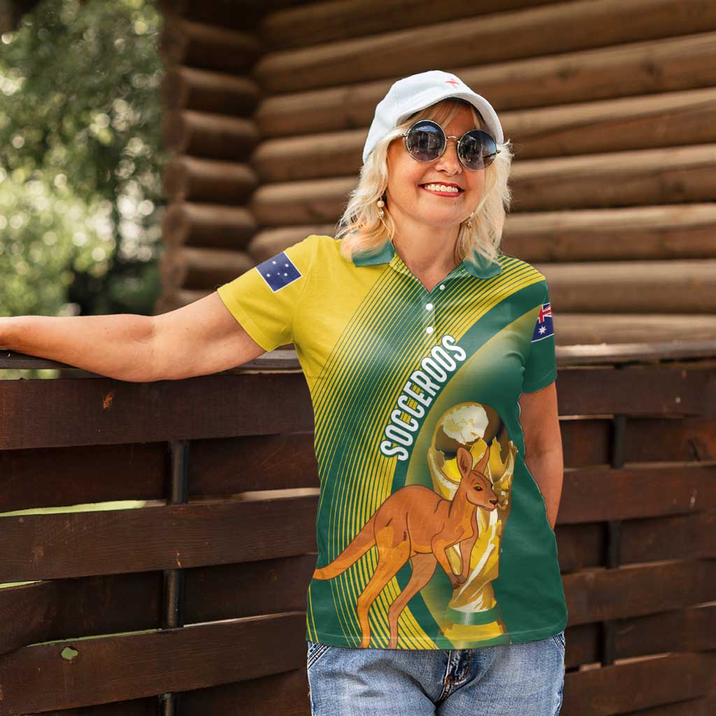 Australia Socceroos WC2026 Custom Women Polo Shirt Golden Champions - Aussie Hoodie