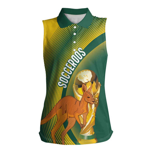 Australia Socceroos WC2026 Custom Women Sleeveless Polo Shirt Golden Champions - Aussie Hoodie