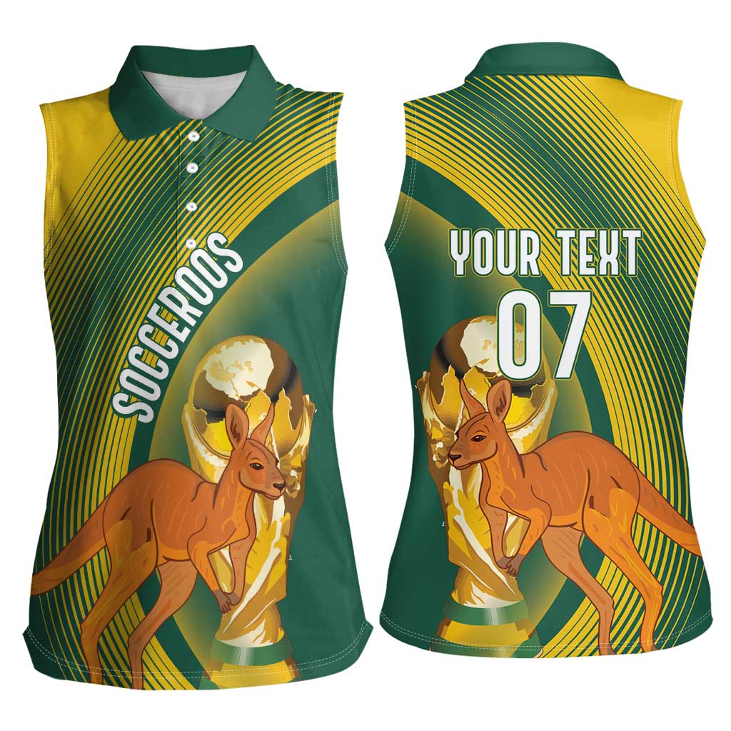 Australia Socceroos WC2026 Custom Women Sleeveless Polo Shirt Golden Champions - Aussie Hoodie