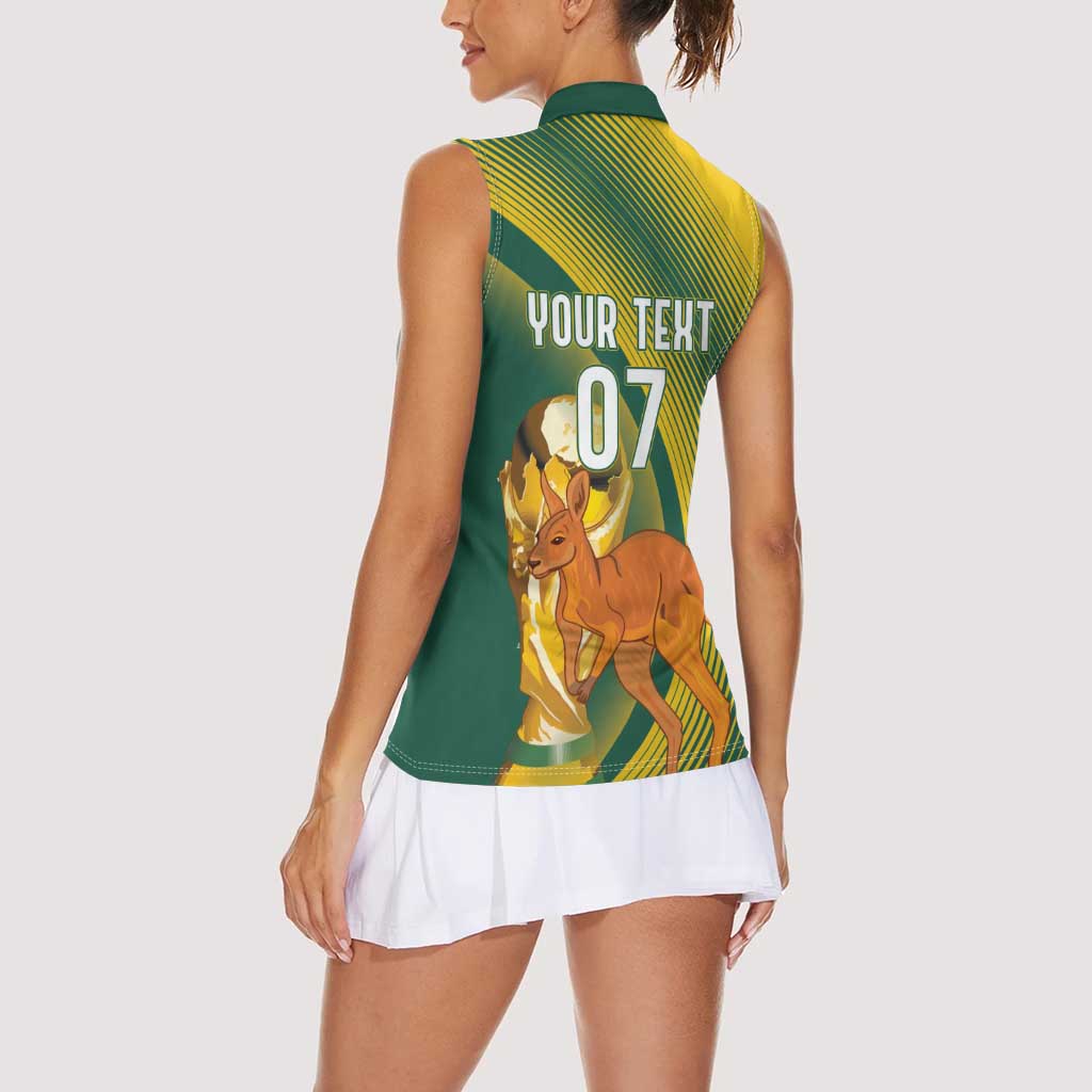 Australia Socceroos WC2026 Custom Women Sleeveless Polo Shirt Golden Champions - Aussie Hoodie