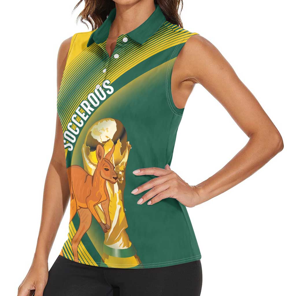 Australia Socceroos WC2026 Custom Women Sleeveless Polo Shirt Golden Champions - Aussie Hoodie