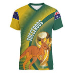 Australia Socceroos WC2026 Custom Women V-Neck T-Shirt Golden Champions - Aussie Hoodie