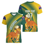 Australia Socceroos WC2026 Custom Women V-Neck T-Shirt Golden Champions - Aussie Hoodie