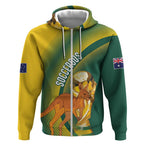 Australia Socceroos WC2026 Custom Zip Hoodie Golden Champions - Aussie Hoodie