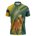 Australia Socceroos WC2026 Custom Zipper Polo Shirt Golden Champions - Aussie Hoodie