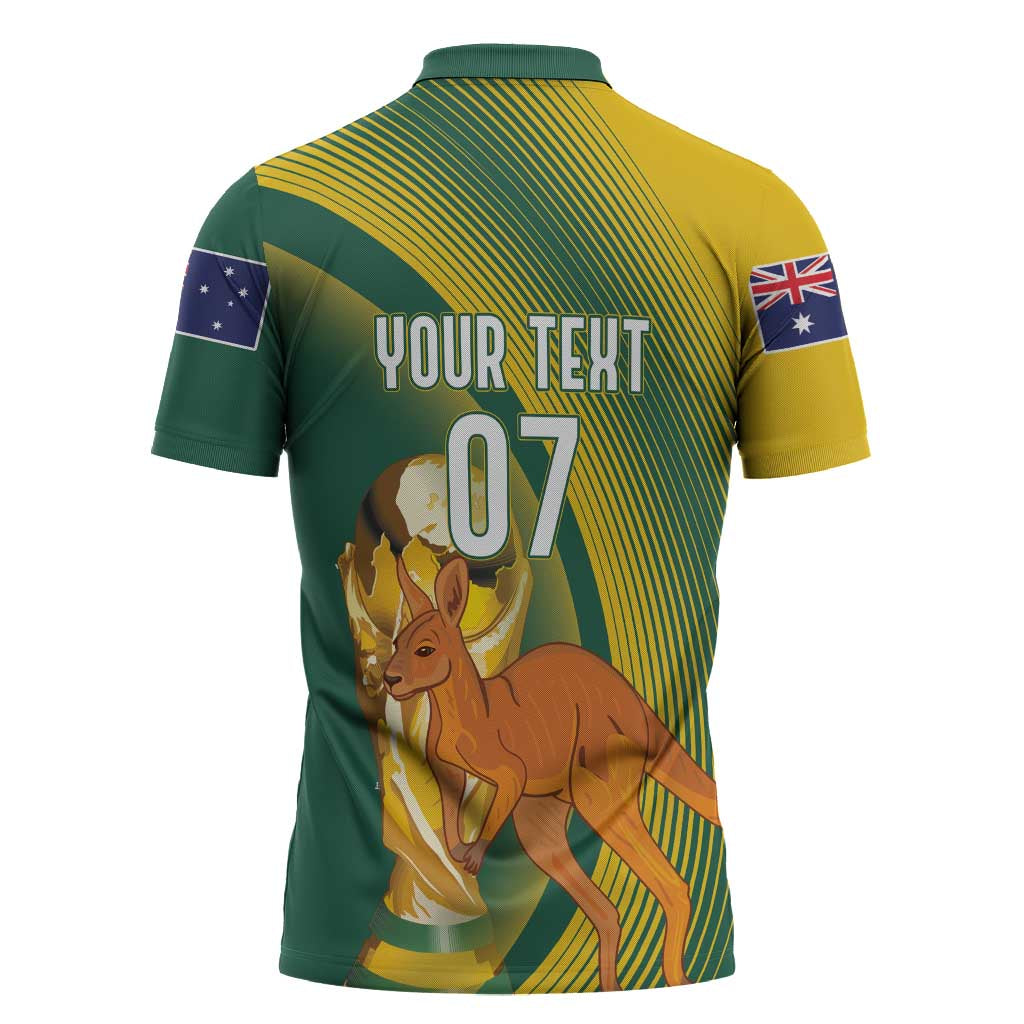 Australia Socceroos WC2026 Custom Zipper Polo Shirt Golden Champions - Aussie Hoodie