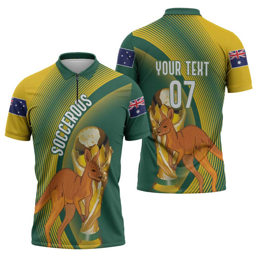 Australia Socceroos WC2026 Custom Zipper Polo Shirt Golden Champions - Aussie Hoodie