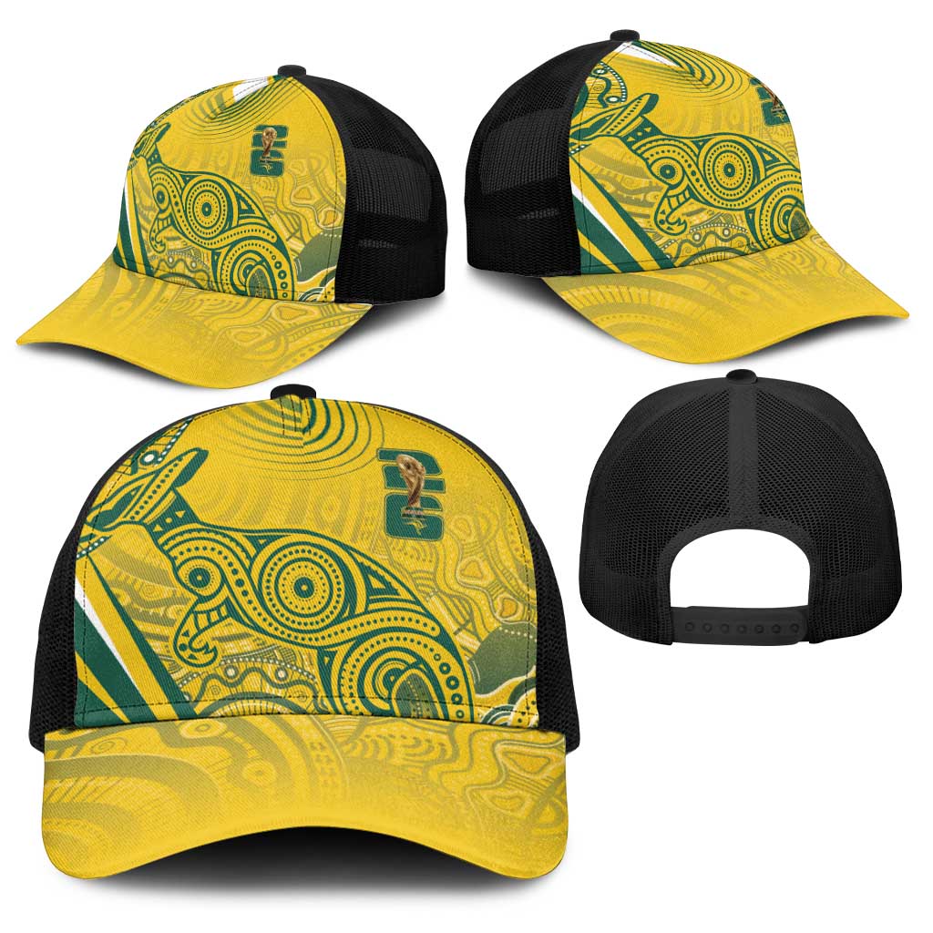 Australia Custom Indigenous Baseball Net Cap WC2026 Socceroos Aboriginal Arts - Aussie Hoodie