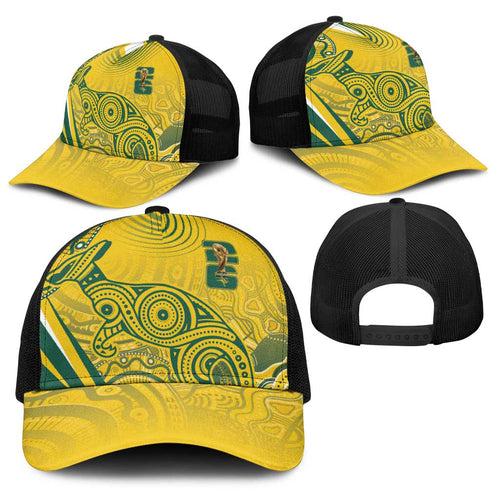 Australia Custom Indigenous Baseball Net Cap WC2026 Socceroos Aboriginal Arts - Aussie Hoodie