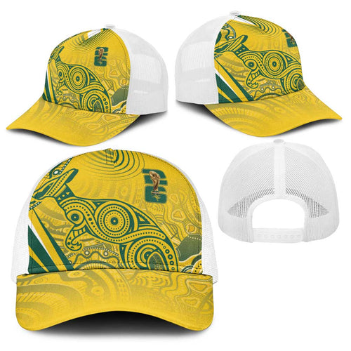 Australia Custom Indigenous Baseball Net Cap WC2026 Socceroos Aboriginal Arts - Aussie Hoodie