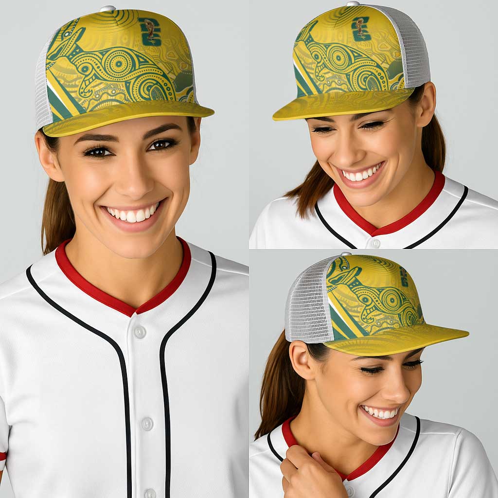 Australia Custom Indigenous Baseball Net Cap WC2026 Socceroos Aboriginal Arts - Aussie Hoodie