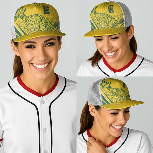 Australia Custom Indigenous Baseball Net Cap WC2026 Socceroos Aboriginal Arts - Aussie Hoodie