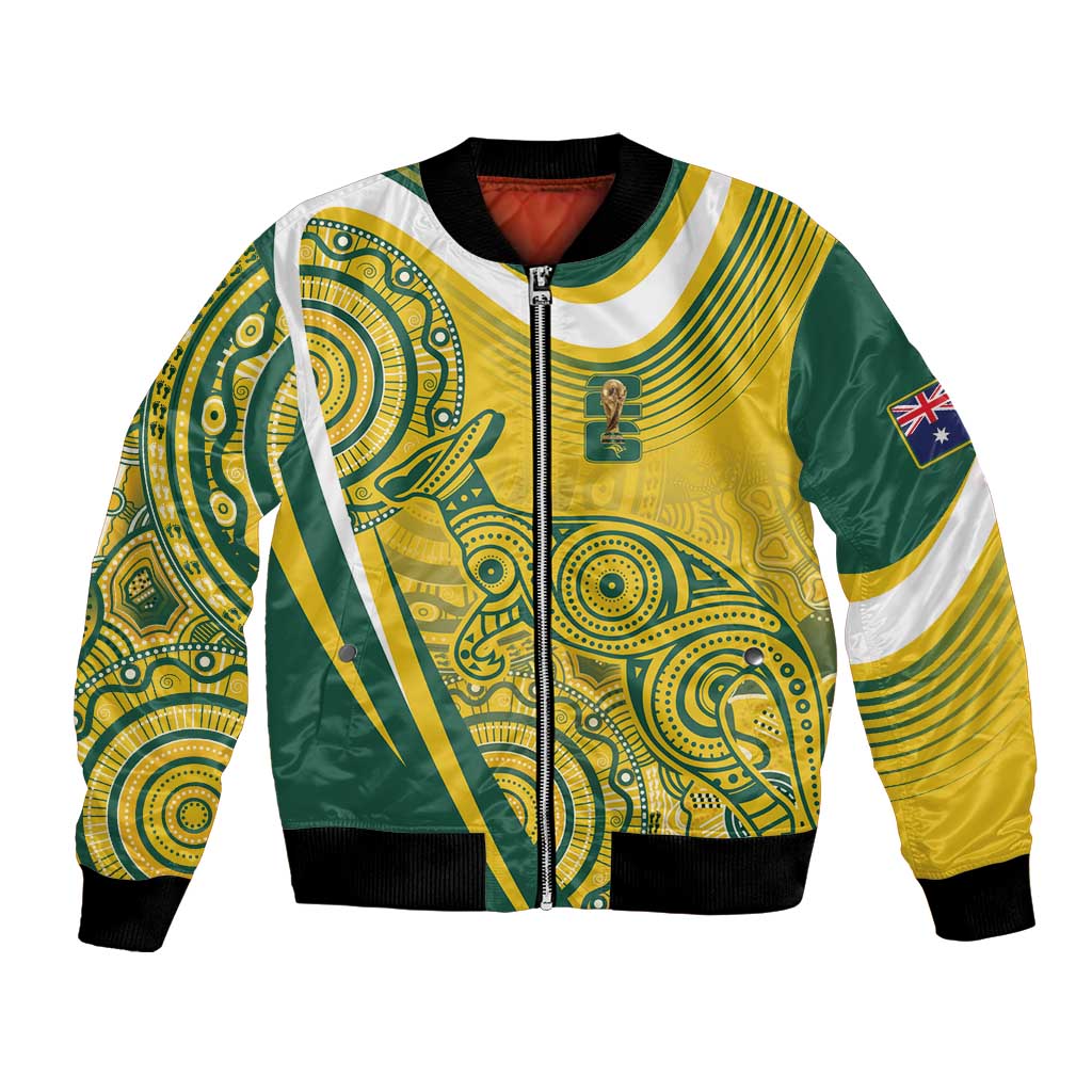 Australia Custom Indigenous Bomber Jacket WC2026 Socceroos Aboriginal Arts - Aussie Hoodie