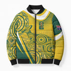 Australia Custom Indigenous Bomber Puffer Jacket WC2026 Socceroos Aboriginal Arts - Aussie Hoodie