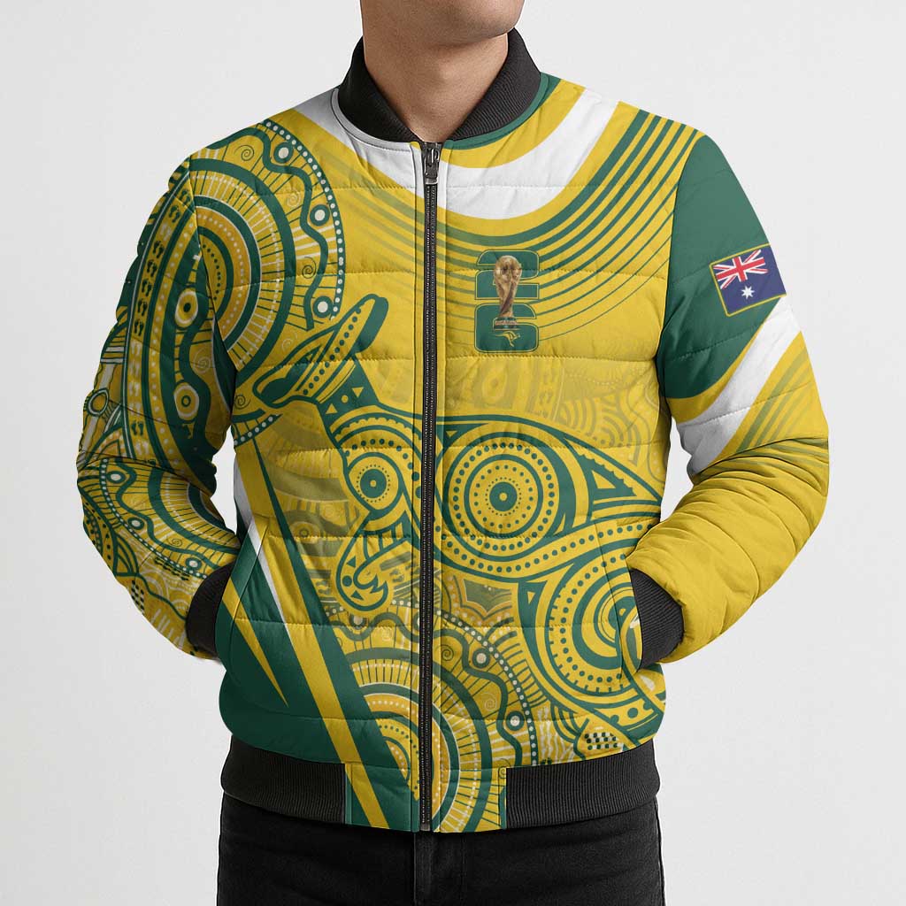 Australia Custom Indigenous Bomber Puffer Jacket WC2026 Socceroos Aboriginal Arts - Aussie Hoodie