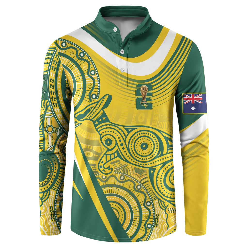 Australia Custom Indigenous Button Sweatshirt WC2026 Socceroos Aboriginal Arts - Aussie Hoodie