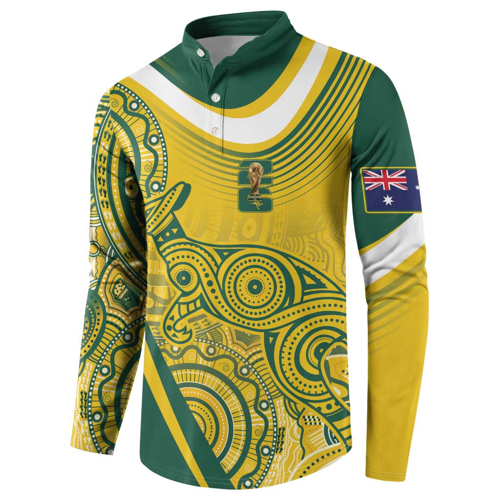 Australia Custom Indigenous Button Sweatshirt WC2026 Socceroos Aboriginal Arts - Aussie Hoodie