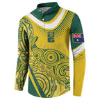 Australia Custom Indigenous Button Sweatshirt WC2026 Socceroos Aboriginal Arts - Aussie Hoodie