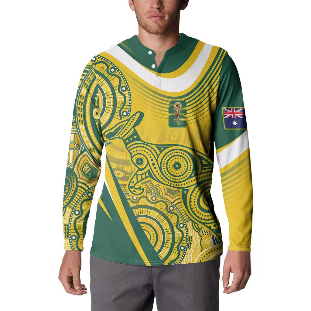 Australia Custom Indigenous Button Sweatshirt WC2026 Socceroos Aboriginal Arts - Aussie Hoodie