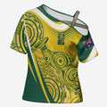 Australia Custom Indigenous Cross Shoulder Shirt WC2026 Socceroos Aboriginal Arts - Aussie Hoodie