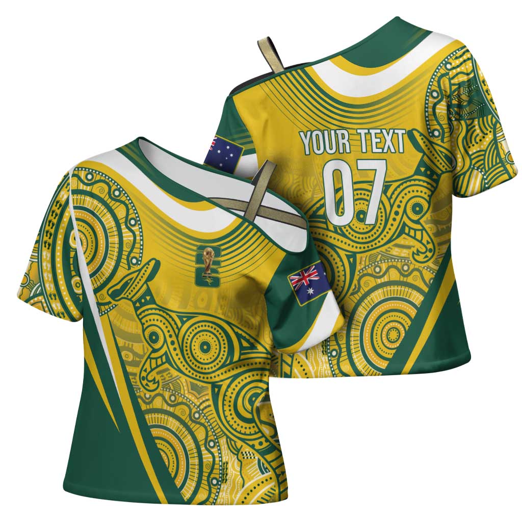 Australia Custom Indigenous Cross Shoulder Shirt WC2026 Socceroos Aboriginal Arts - Aussie Hoodie