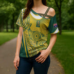 Australia Custom Indigenous Cross Shoulder Shirt WC2026 Socceroos Aboriginal Arts - Aussie Hoodie