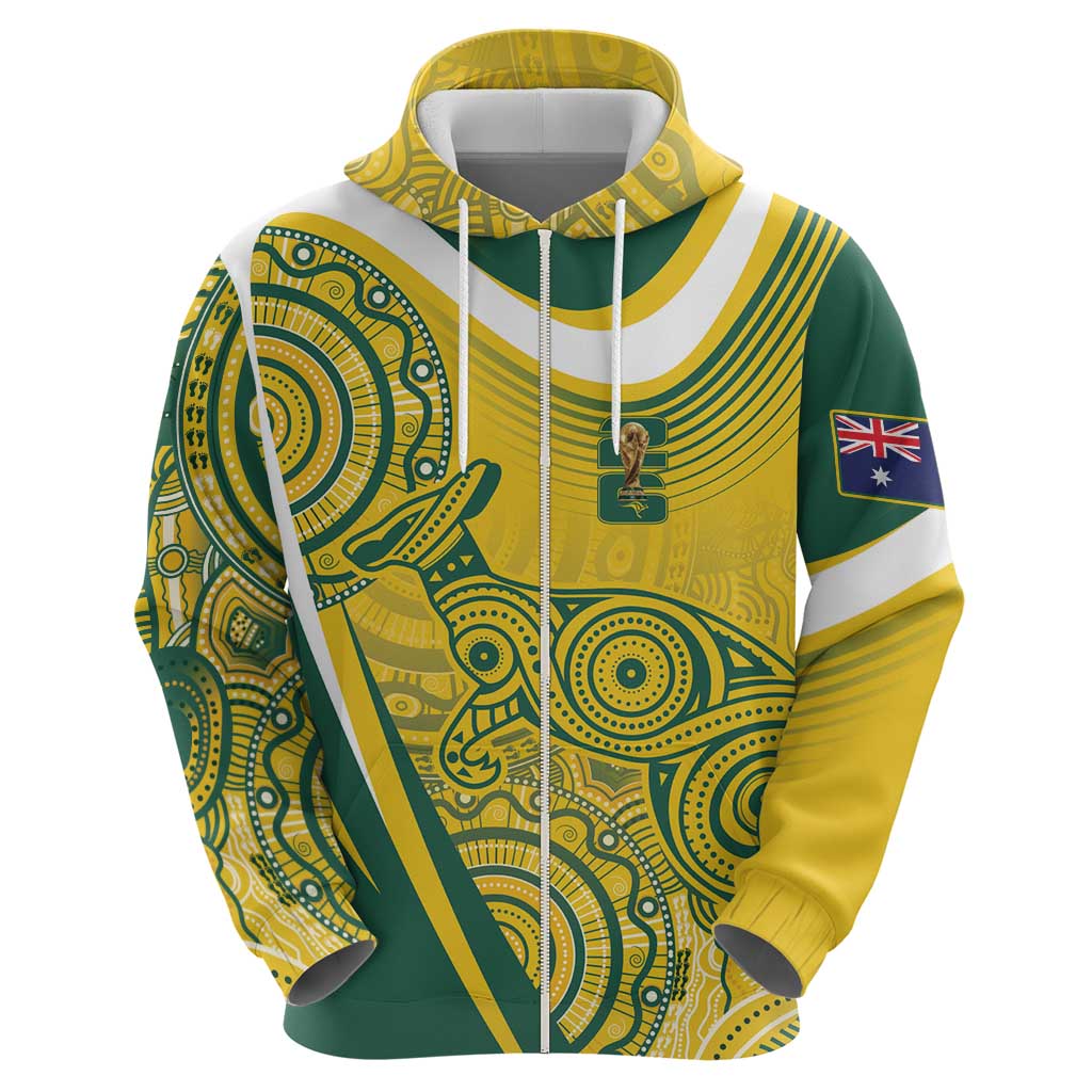 Australia Custom Indigenous Hoodie WC2026 Socceroos Aboriginal Arts - Aussie Hoodie