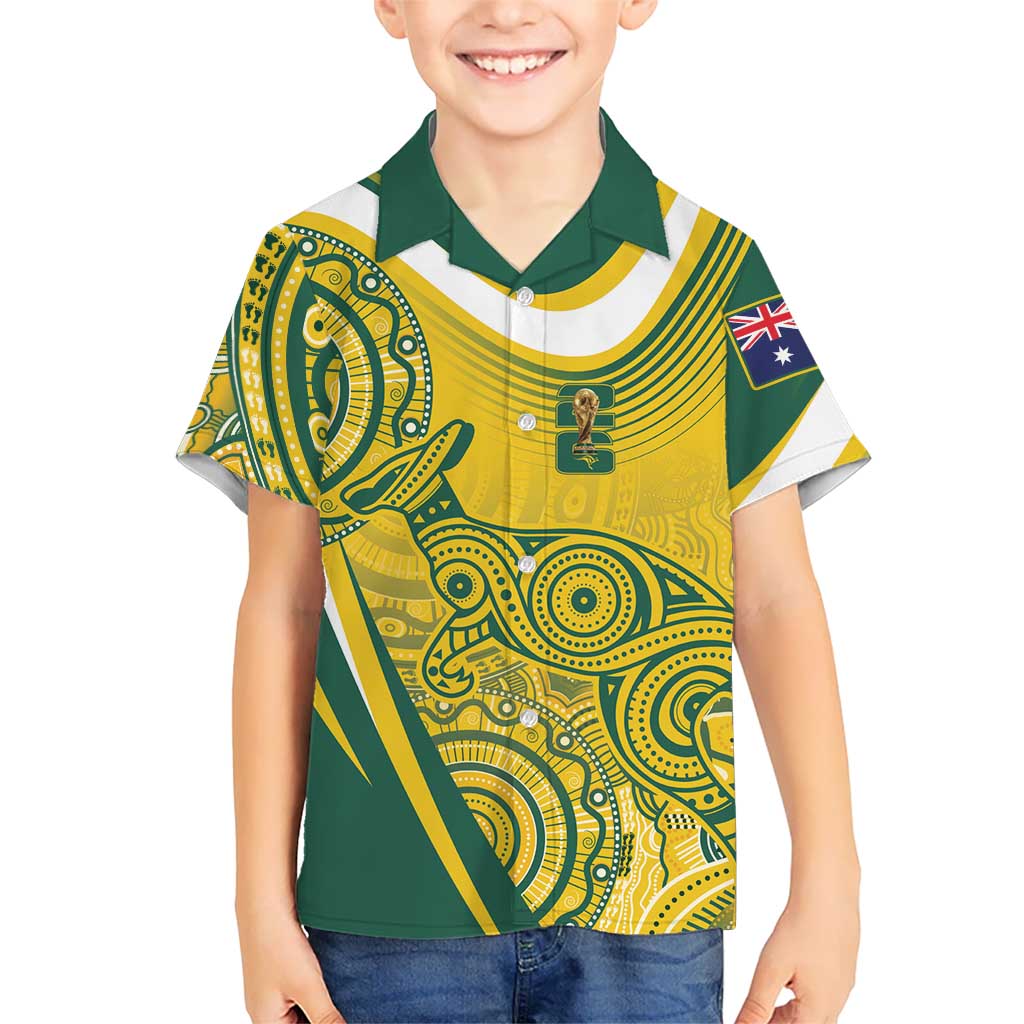 Australia Custom Indigenous Kid Hawaiian Shirt WC2026 Socceroos Aboriginal Arts - Aussie Hoodie