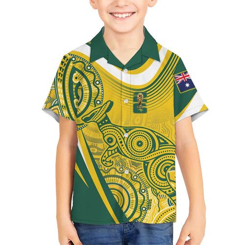 Australia Custom Indigenous Kid Hawaiian Shirt WC2026 Socceroos Aboriginal Arts - Aussie Hoodie