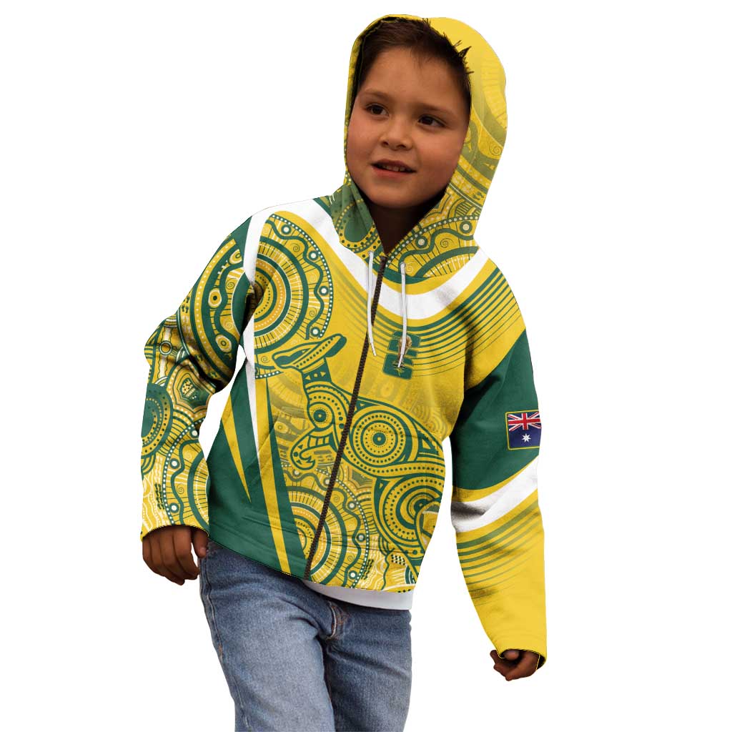 Australia Custom Indigenous Kid Hoodie WC2026 Socceroos Aboriginal Arts - Aussie Hoodie