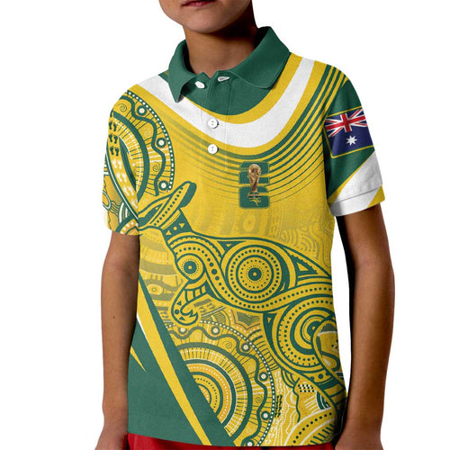 Australia Custom Indigenous Kid Polo Shirt WC2026 Socceroos Aboriginal Arts - Aussie Hoodie