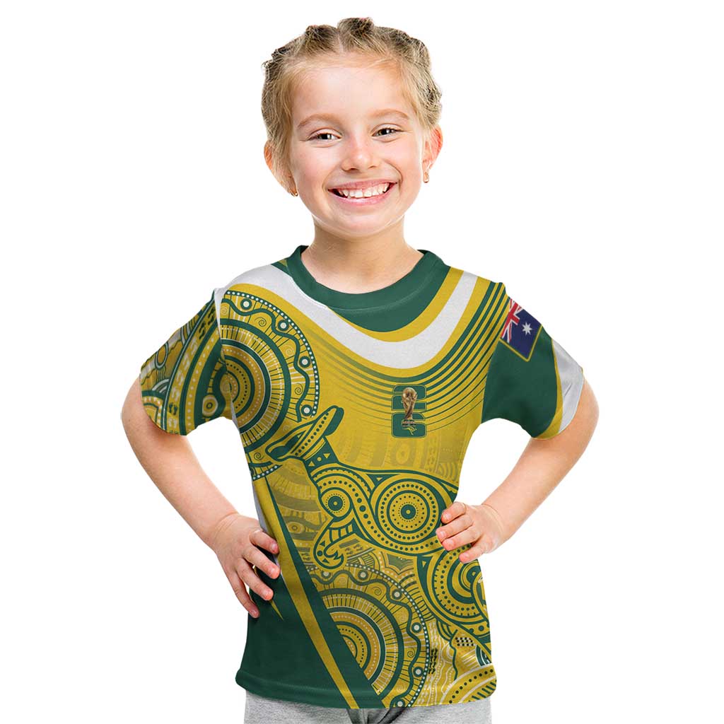 Australia Custom Indigenous Kid T Shirt WC2026 Socceroos Aboriginal Arts - Aussie Hoodie
