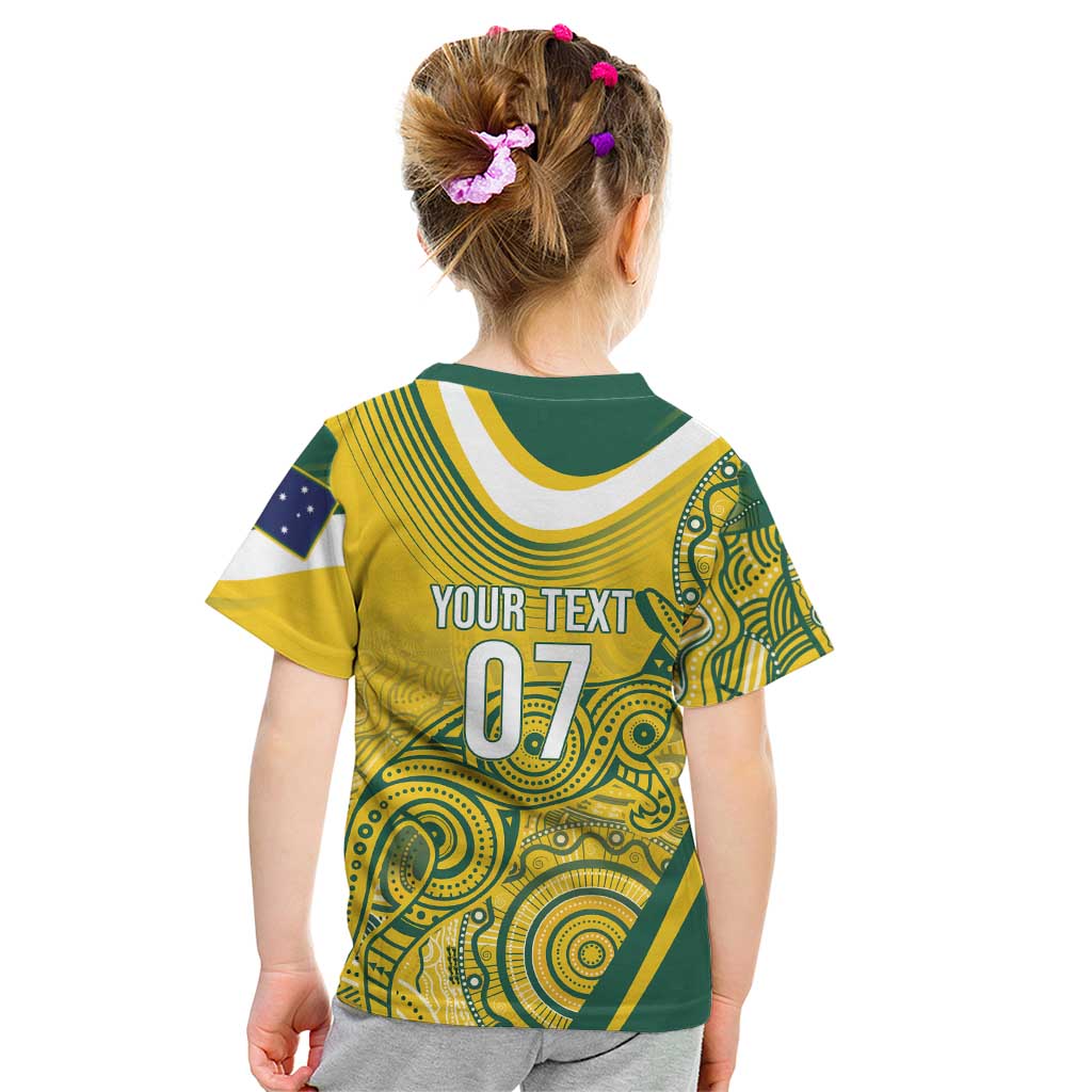 Australia Custom Indigenous Kid T Shirt WC2026 Socceroos Aboriginal Arts - Aussie Hoodie